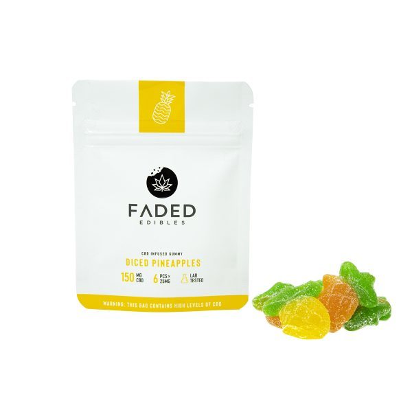 Faded Edibles – CBD 150mg Diced Pineapples | WhitePalm Canada