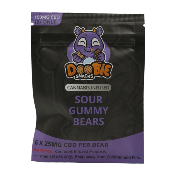 Doobie Snacks – CBD Sour Gummy Bears – 150mg CBD | WhitePalm Canada