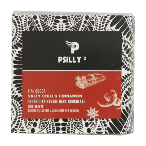 Psilly – Dark Chocolate Bar – Salty Chili & Cinnamon | WhitePalm Canada