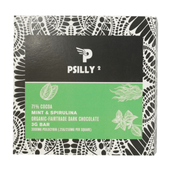 Psilly – Dark Chocolate Bar – Mint & Spirulina | WhitePalm Canada