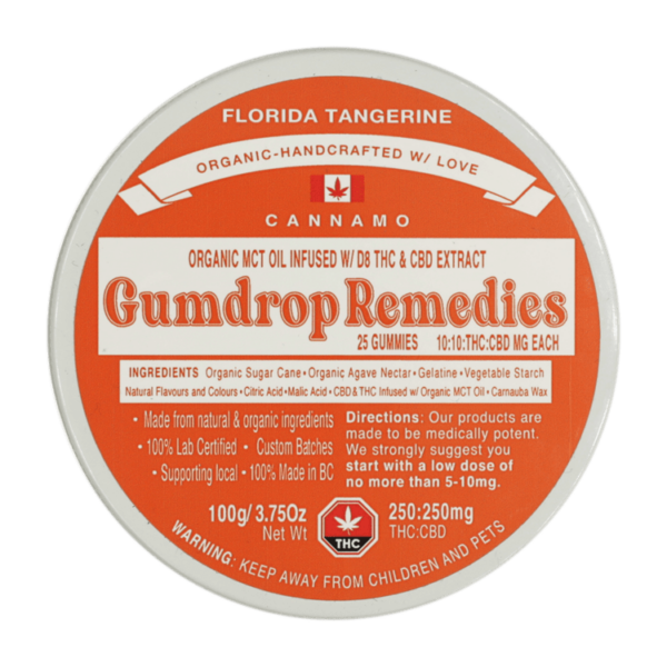 Gumdrop Remedies – Florida Tangerine 1:1 Gummies – 250mg THC/250mg CBD | WhitePalm Canada