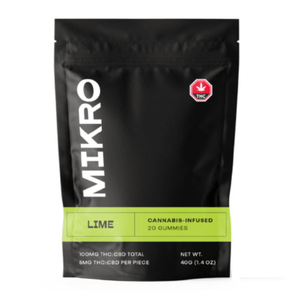 Mikro – 1:1 THC/CBD Gummies – 100mg – Lime | WhitePalm Canada