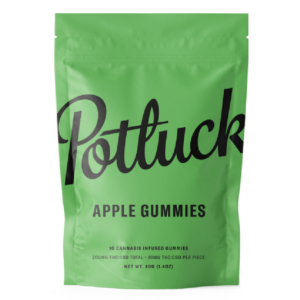 Potluck Extracts – Apple Gummies (1:1) – 100mg THC / 100mg CBD | WhitePalm Canada