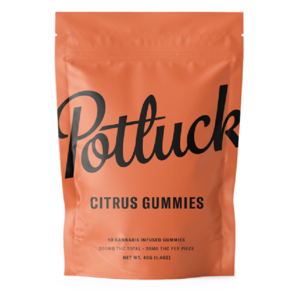 Potluck Extracts – Citrus Gummies – 200mg THC | WhitePalm Canada